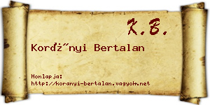 Korányi Bertalan névjegykártya