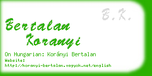 bertalan koranyi business card